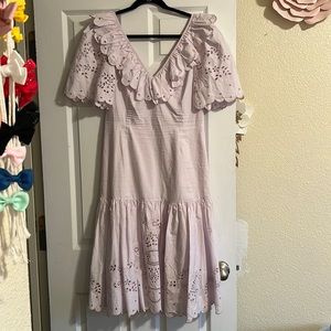 La vie Rebecca taylor size medium lilac poplin eyelet midi dress